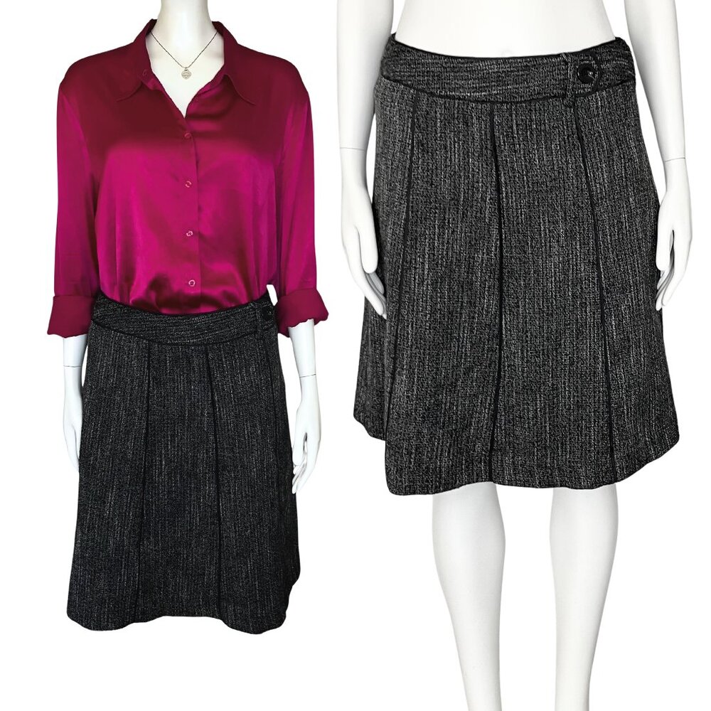 Ann Taylor Black Tweed A Line Skirt. XS 2. Office Chic Preppy Fall Classic Twee